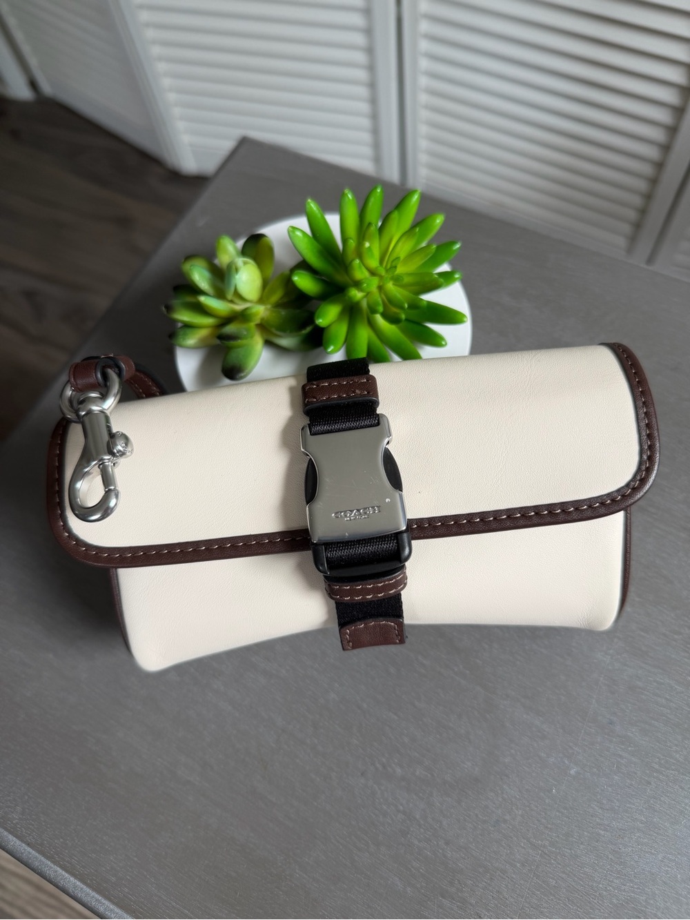 Coach Racer Pouch White Chalk Maple CU238